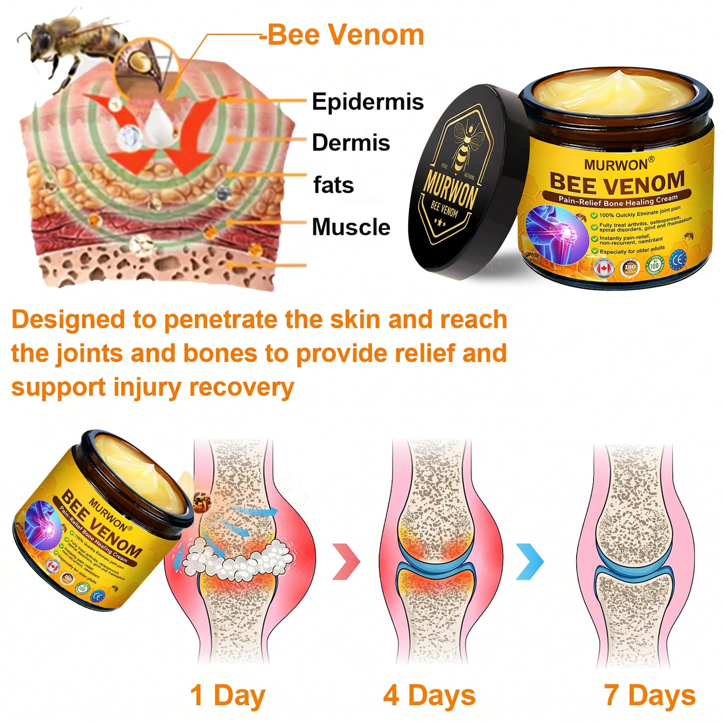 30% Discount🎁🎁|𝐌𝐔𝐑𝐖𝐎𝐍® Bee Venom Pain-Relief Bone Healing Cream ✨✨✨(Specially for older adults)