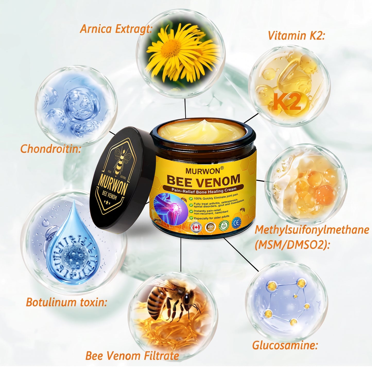 30% Discount🎁🎁|𝐌𝐔𝐑𝐖𝐎𝐍® Bee Venom Pain-Relief Bone Healing Cream ✨✨✨(Specially for older adults)
