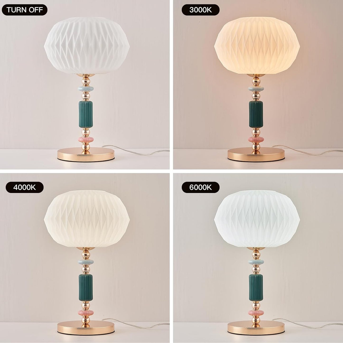 Milk White Glass Shade Table Lamp Modern Metal Desk Lamp with Plug Cord Switch for Bedroom Living Room