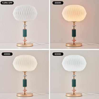 Milk White Glass Shade Table Lamp Modern Metal Desk Lamp with Plug Cord Switch for Bedroom Living Room