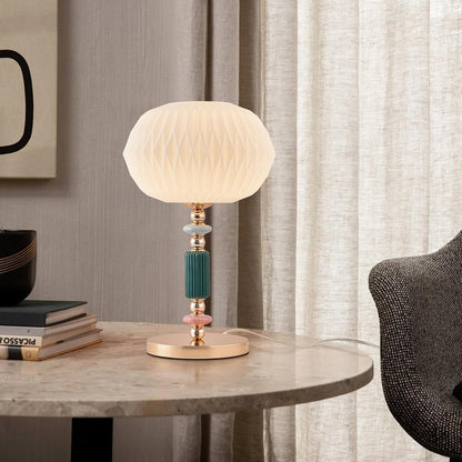 Milk White Glass Shade Table Lamp Modern Metal Desk Lamp with Plug Cord Switch for Bedroom Living Room